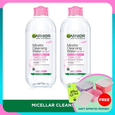 GARNIER Sensitive Skin Micellar Cleansing Water 400ml Twin Pack