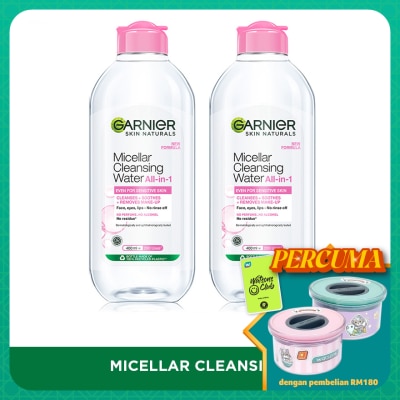 GARNIER Sensitive Skin Micellar Cleansing Water 400ml Twin Pack