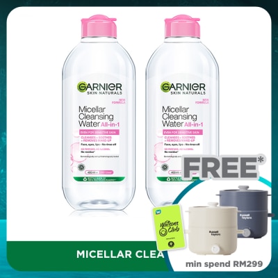 GARNIER Sensitive Skin Micellar Cleansing Water 400ml Twin Pack
