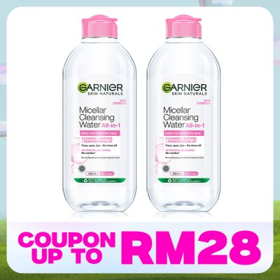 GARNIER Sensitive Skin Micellar Cleansing Water 400ml Twin Pack
