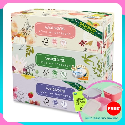 WATSONS X-flower Velvet Facial Box Tissue 3plyx100shtx3s