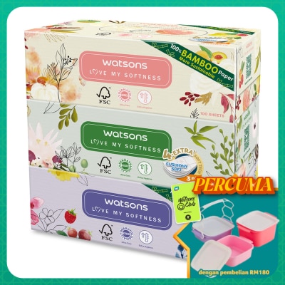 WATSONS - X-flower Velvet Facial Box Tissue 3plyx100shtx3s