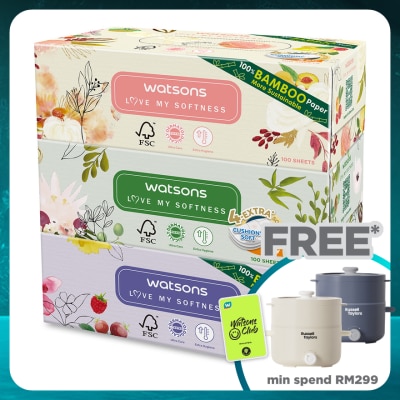 WATSONS X-flower Velvet Facial Box Tissue 3plyx100shtx3s