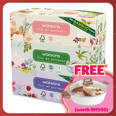 WATSONS X-flower Velvet Facial Box Tissue 3plyx100shtx3s