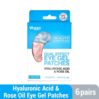 BEAUTY FORMULAS Dual Effect Eye Gel Patches (Hyaluronic Acid & Rose Oil) 6 pairs