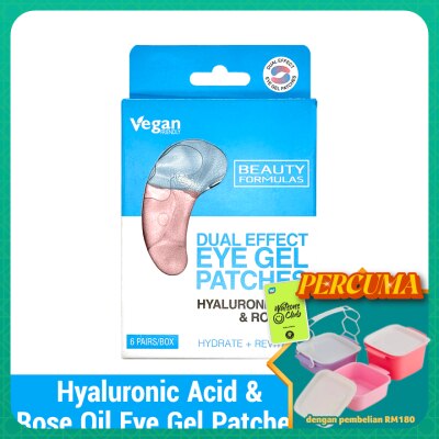 BEAUTY FORMULAS - Dual Effect Eye Gel Patches (Hyaluronic Acid & Rose Oil) 6 pairs