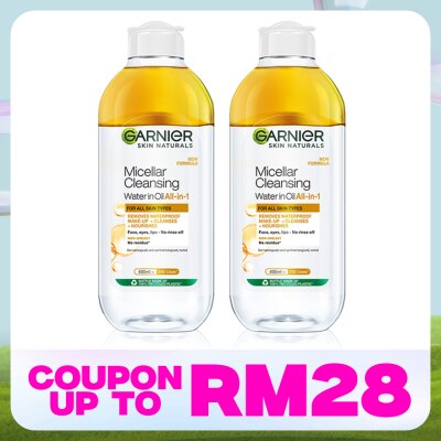 GARNIER Micellar Oil-Infused Cleansing Water 400ml Twin Pack