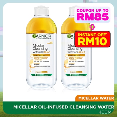 GARNIER Micellar Oil-Infused Cleansing Water 400ml Twin Pack