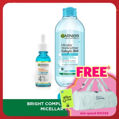 GARNIER Bright Complete Anti Acne Serum 30ml & Micellar Water 400ml Set