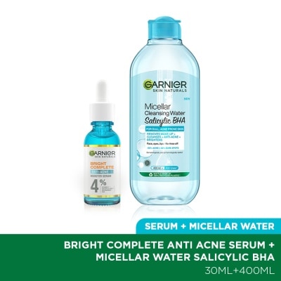 GARNIER Bright Complete Anti Acne Serum 30ml & Micellar Water 400ml Set