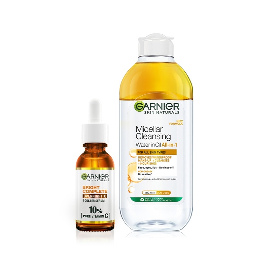 Bright Complete Overnight Serum 30ml & Micellar Oil-Infused Cleaning Water 400ml Set
