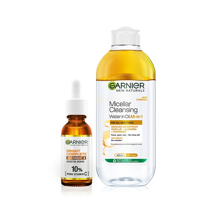 Bright Complete Overnight Serum 30ml & Micellar Oil-Infused Cleaning Water 400ml Set image