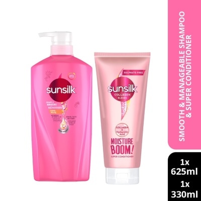 SUNSILK Smooth & Manageable Shampoo 625ml & Moisture Boom Conditioner 330ml