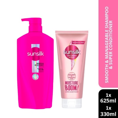 SUNSILK - Smooth & Manageable Shampoo 625ml & Moisture Boom Conditioner 330ml image