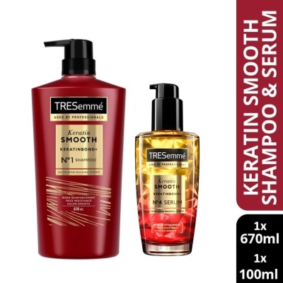 TRESEMME Keratin Smooth Shampoo 670ml & Keratin Smooth Serum 100ml