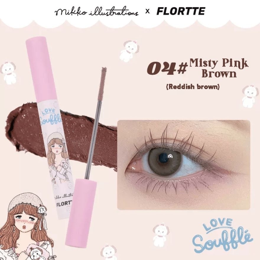 Flortte x Mikko Long Curling Mascara Primer and Remover 04 Misty Pink Brown