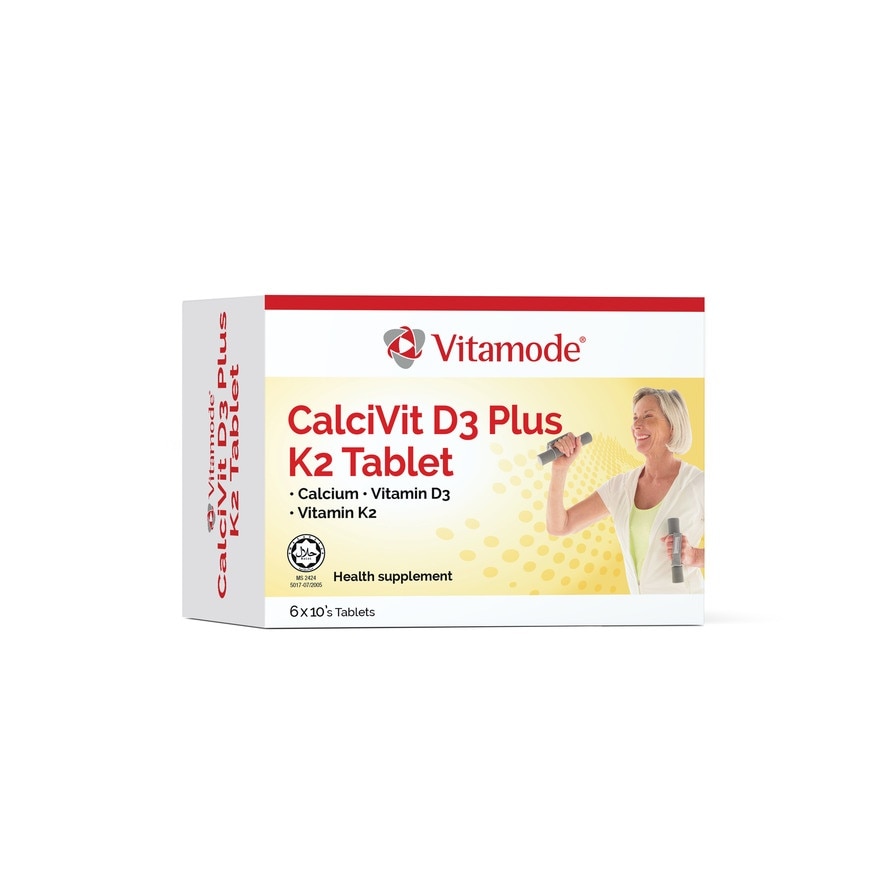 CalciVit D3 Plus K2 Tablets 10s x 6 Blisters