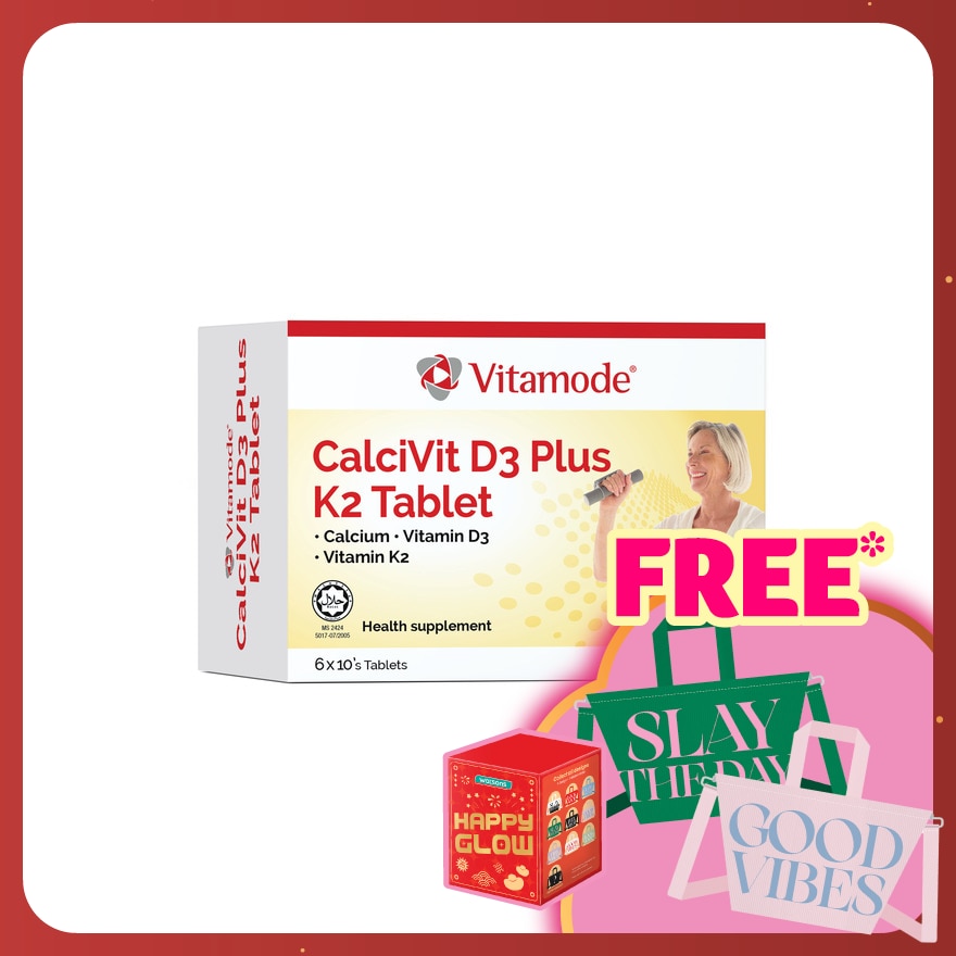 CalciVit D3 Plus K2 Tablets 6 x 10's