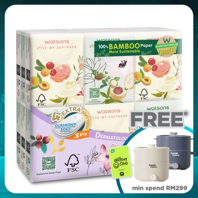 WATSONS X-Flower Bamboo White Petit Hankies 3plyx8sx18