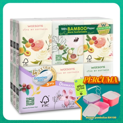 WATSONS - X-Flower Bamboo White Petit Hankies 3plyx8sx18