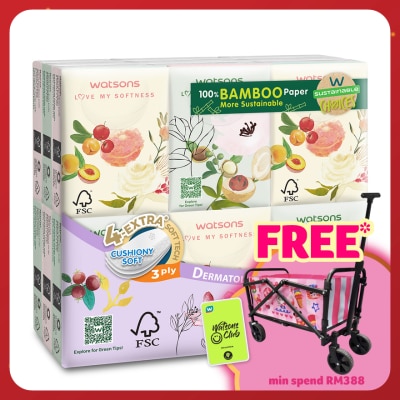 WATSONS X-Flower Bamboo White Petit Hankies 3plyx8sx18