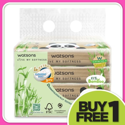 WATSONS Bamboo Velvet Facial Travel Tissue 3plyx50shtx4s
