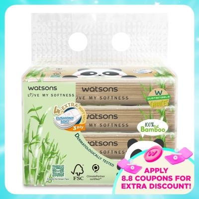 WATSONS - Bamboo Velvet Facial Travel Tissue 3plyx50shtx4s