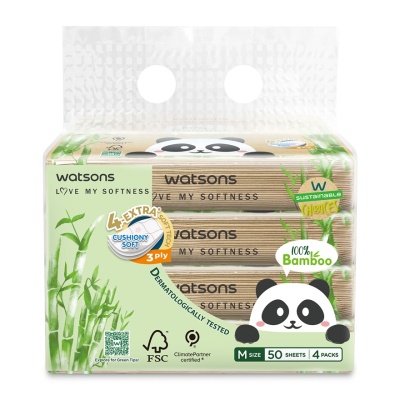 WATSONS - Bamboo Velvet Facial Travel Tissue 3plyx50shtx4s