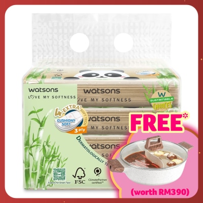 WATSONS Bamboo Velvet Facial Travel Tissue 3plyx50shtx4s