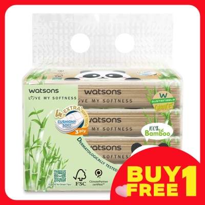 WATSONS Bamboo Velvet Facial Travel Tissue 3plyx50shtx4s