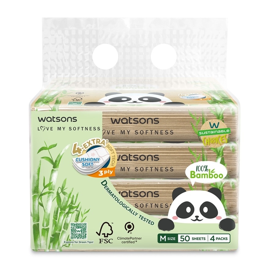 Bamboo Velvet Facial Travel Tissue 3plyx50shtx4s