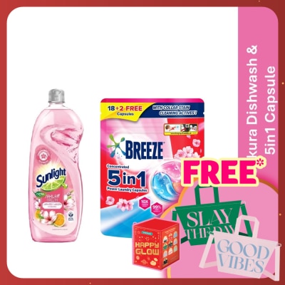 SUNLIGHT Sakura Fresh with Japanese Sakura and Orange 800ML +5In1 Sakura cap 210g 18+2s