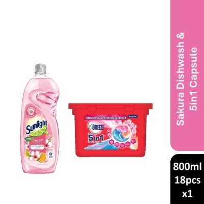 SUNLIGHT Sakura Fresh with Japanese Sakura and Orange 800ML +5In1 Sakura cap 189g x18