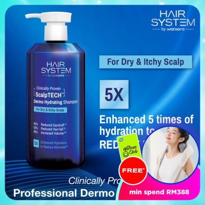 HAIR SYSTEM BY WATSONS - ScalpTECH Dermo Hydrating Shampoo for Dry & Itchy Scalp 500ML