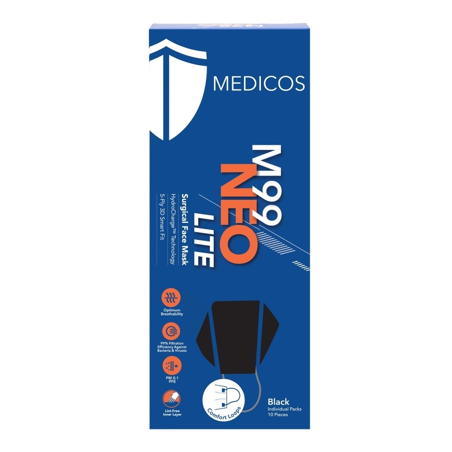 M99 Neo Lite Surgical Face Mask (Black) 10s