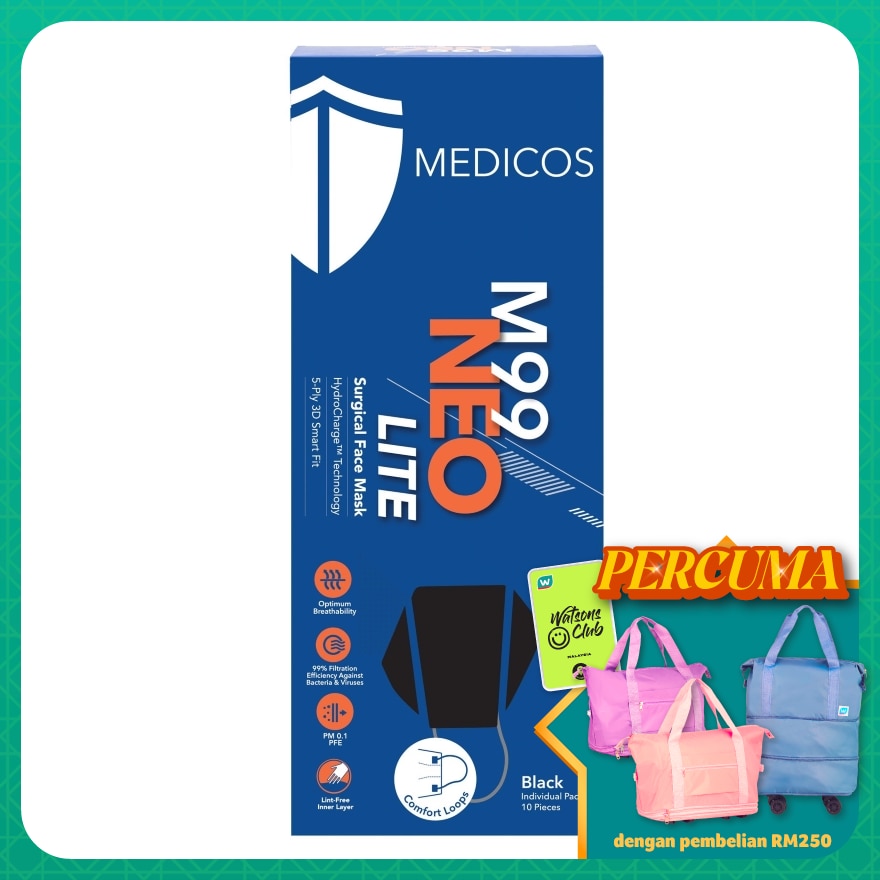 M99 Neo Lite Surgical Face Mask (Black) 10s