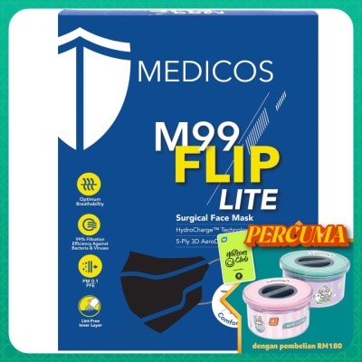 MEDICOS M99 Flip Lite Surgical Face Mask (Black) 10s