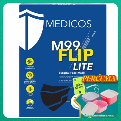 MEDICOS - M99 Flip Lite Surgical Face Mask (Black) 10s