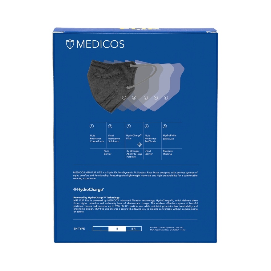 M99 Flip Lite Surgical Face Mask (Black) 10s