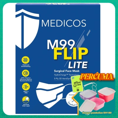 MEDICOS - M99 Flip Lite Surgical Face Mask (White) 10s