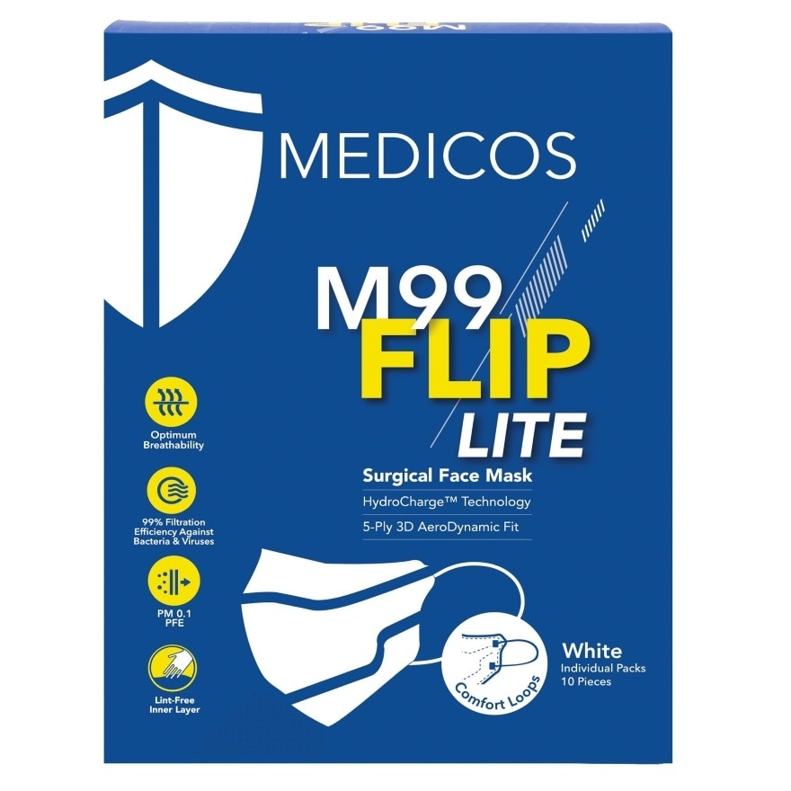 M99 Flip Lite Surgical Face Mask (White) 10s