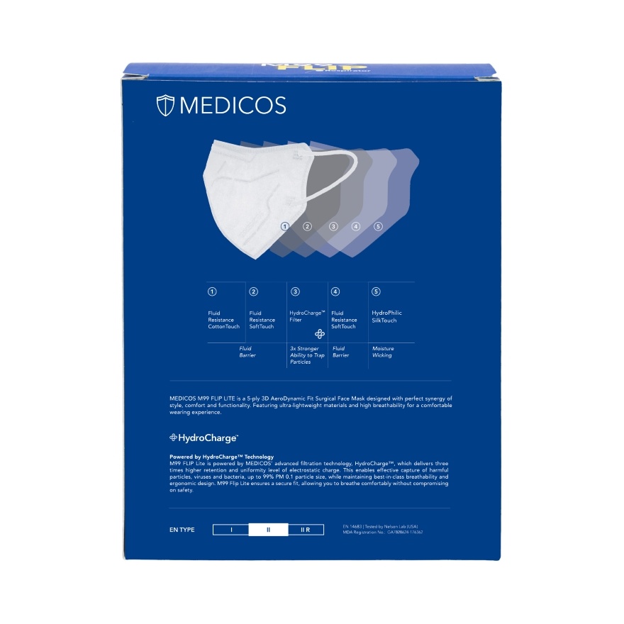 M99 Flip Lite Surgical Face Mask (White) 10s