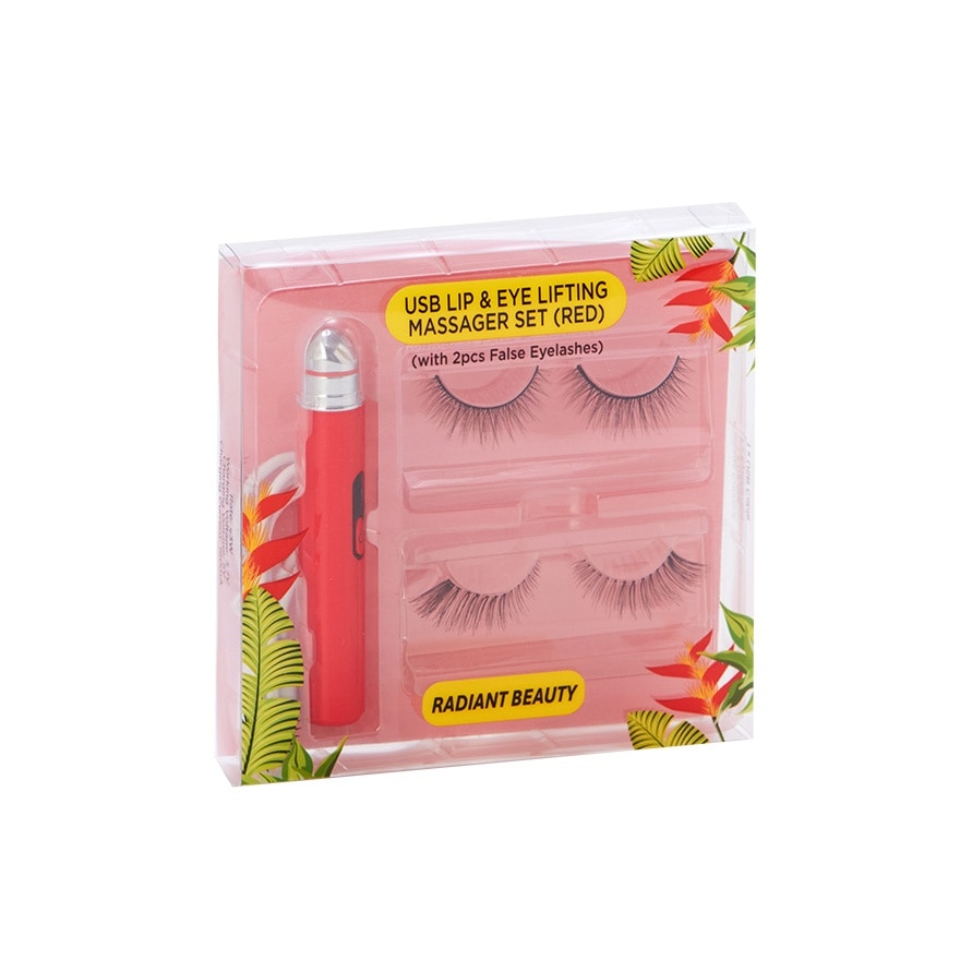 USB Lip & Eye Lifting Massager Set (With False Eyelashes  Red