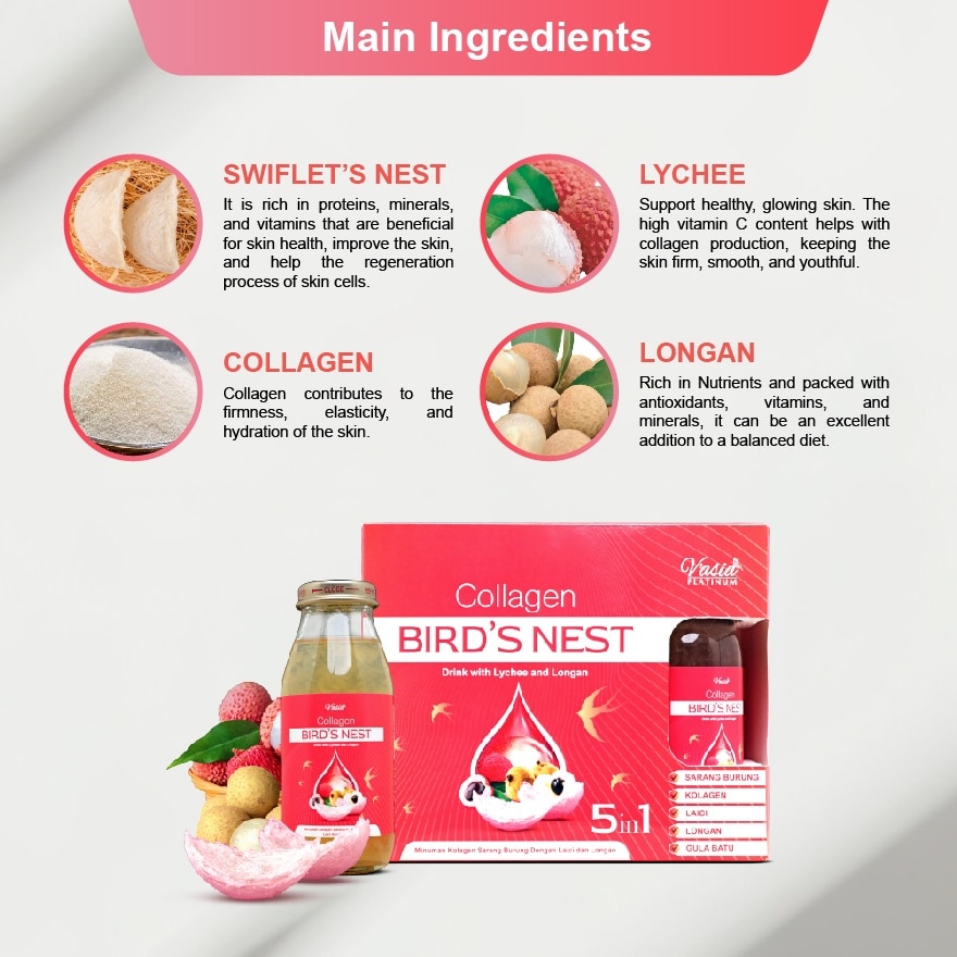 Collagen Bird Nest Lychee & Longan 200ml 6s