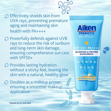 Aiken Prebiotic Glow Sunscreen SPF50 25g