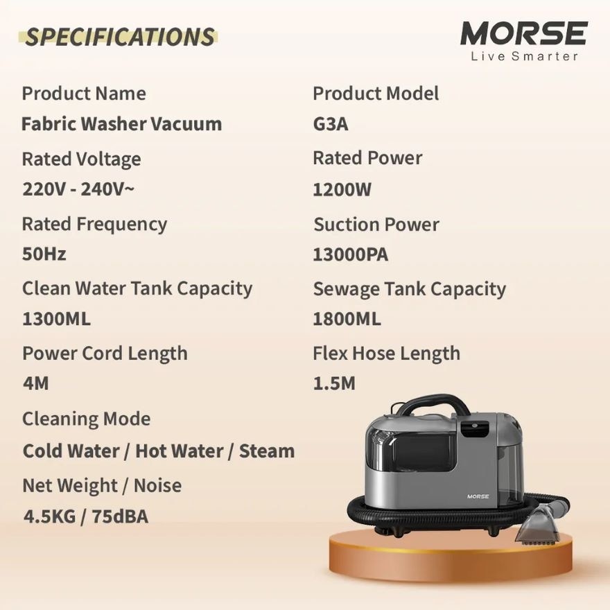 Fabric Washer Vacuum G3A with 13000Pa Suction Power