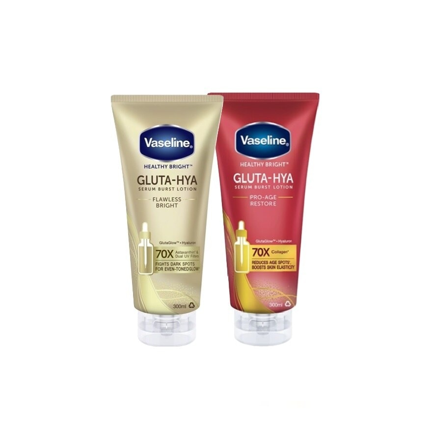 Gluta-Hya Serum Burst Lotion Flawless Bright 300ml  + Gluta-Hya Serum Lotion Pro-Age Restore 300ml