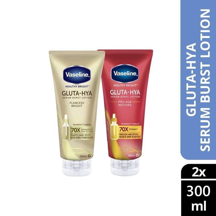 Gluta-Hya Serum Burst Lotion Flawless Bright 300ml  + Gluta-Hya Serum Lotion Pro-Age Restore 300ml