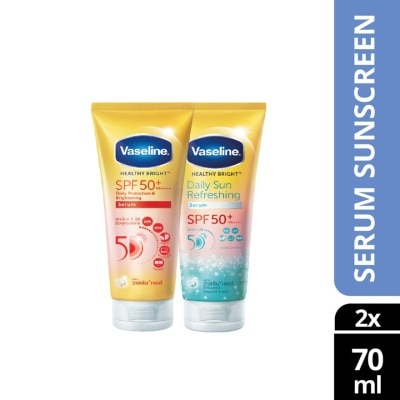 VASELINE SPF50+ Daily Sun Refreshing Serum Sunscreen 70ml +  Protect & Brightening Sunscreen 70ml