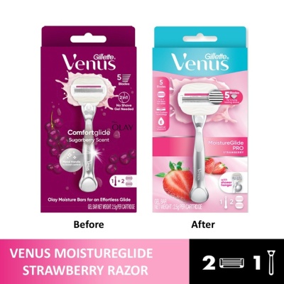 GILLETTE VENUS Venus Moistureglide PRO Strawberry Women's Razor 2S image